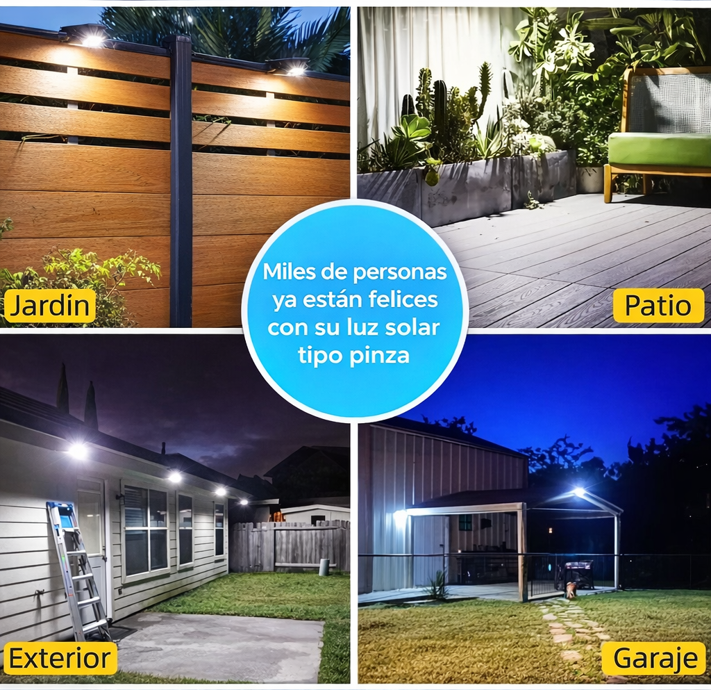 SET DE 3 LUCES SOLARES LED TIPO PINZA☀️ con Sensor de Movimiento💡☑️